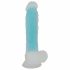 You2Toys Glow in the Dark - zuignap, testikel lichtgevende dildo (blauw)