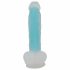 You2Toys Glow in the Dark - zuignap, testikel lichtgevende dildo (blauw)