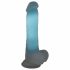 You2Toys Glow in the Dark - zuignap, testikel lichtgevende dildo (blauw)