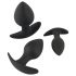 Black Velvet - siliconen buttplug set (3-delig) - zwart