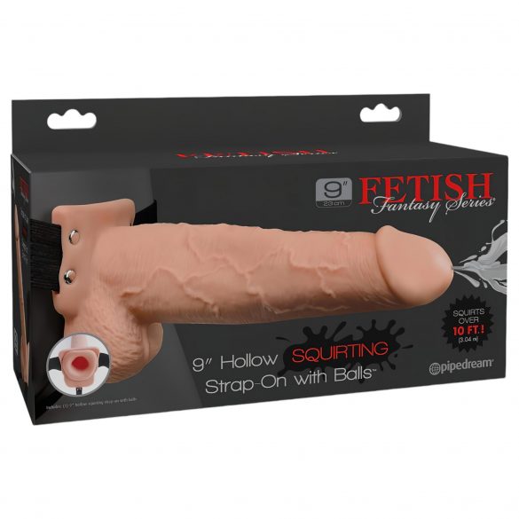 Fetish Strap-On 9 - verstelbare, holle, spuitende dildo (natuurlijk)