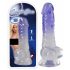 Crystal Clear - staande dildo met teelballen - 19,5 cm (doorzichtig-paars)