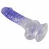 Crystal Clear - staande dildo met teelballen - 19,5 cm (doorzichtig-paars)