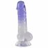 Crystal Clear - staande dildo met teelballen - 19,5 cm (doorzichtig-paars)