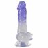 Crystal Clear - staande dildo met teelballen - 19,5 cm (doorzichtig-paars)