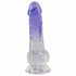 Crystal Clear - staande dildo met teelballen - 19,5 cm (doorzichtig-paars)