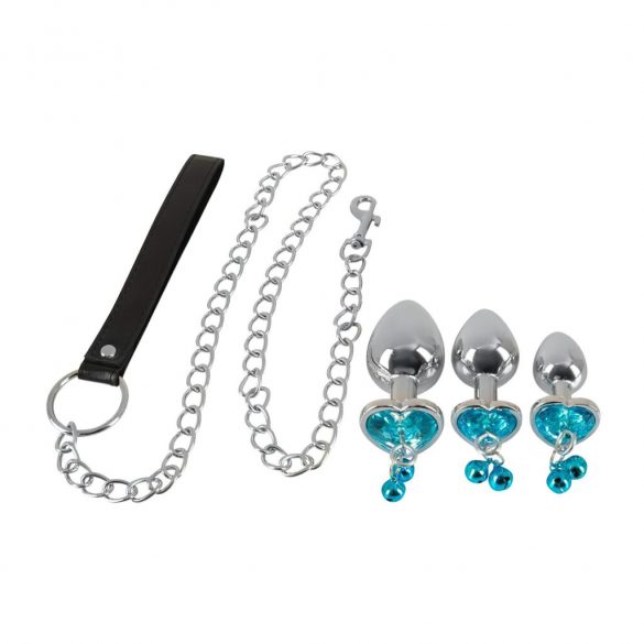 You2Toys - Butt Plug Set - anaal dildo set met riem (zilver)