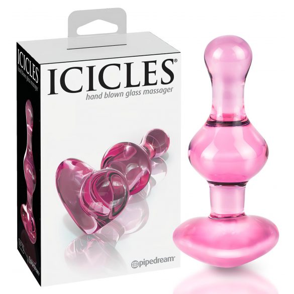 Icicles Nr. 75 - hartvormige glazen anale dildo (roze)