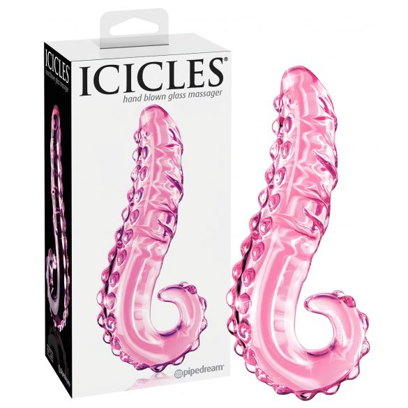 Icicles Nr. 24 - ribbelige glazen dildo (roze)