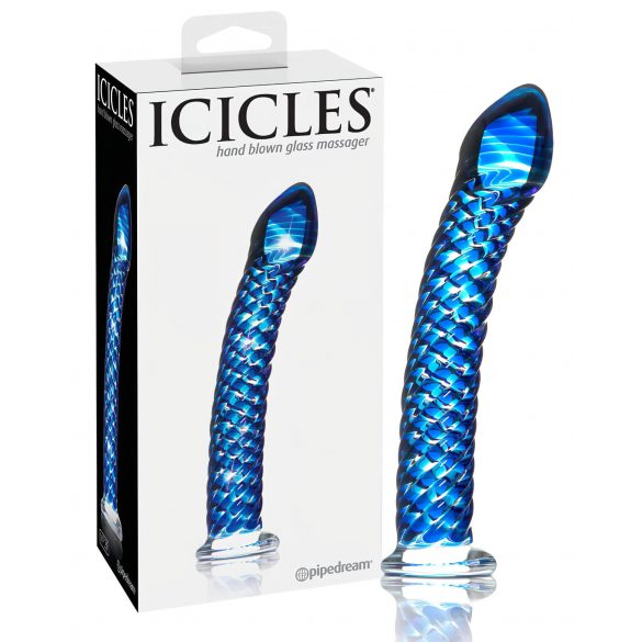 Icicles No. 29 - blauwe, spiraalvormige glazen dildo