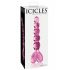 Icicles No. 43 - met kraal en hartjes versierde glazen dildo (roze)