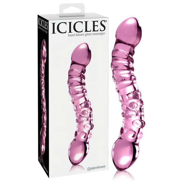 Icicles No. 55 - dubbelzijdige, G-spot glazen dildo (roze)