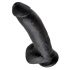 King Cock 9 - grote dildo met zuignap en ballen (23cm) - zwart