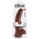 King Cock 9 - grote dildo met zuignap en ballen (23cm) - bruin