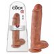 King Cock 11 - zuignap basis, met balzak dildo (28cm) - donker natuur