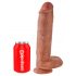 King Cock 11 - zuignap basis, met balzak dildo (28cm) - donker natuur