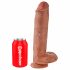 King Cock 11 - zuignap basis, met balzak dildo (28cm) - donker natuur