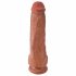 King Cock 11 - zuignap basis, met balzak dildo (28cm) - donker natuur