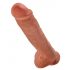 King Cock 11 - zuignap basis, met balzak dildo (28cm) - donker natuur