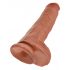 King Cock 11 - zuignap basis, met balzak dildo (28cm) - donker natuur