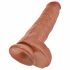 King Cock 11 - zuignap basis, met balzak dildo (28cm) - donker natuur