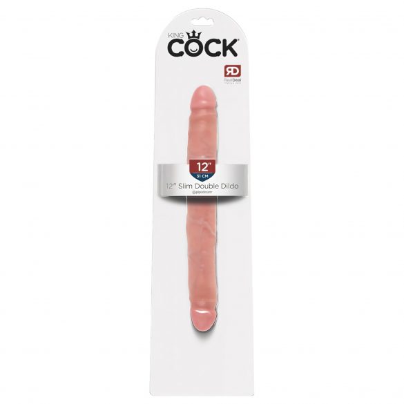 King Cock 12 Slim - levensechte dubbele dildo (31 cm) - natuurlijke kleur