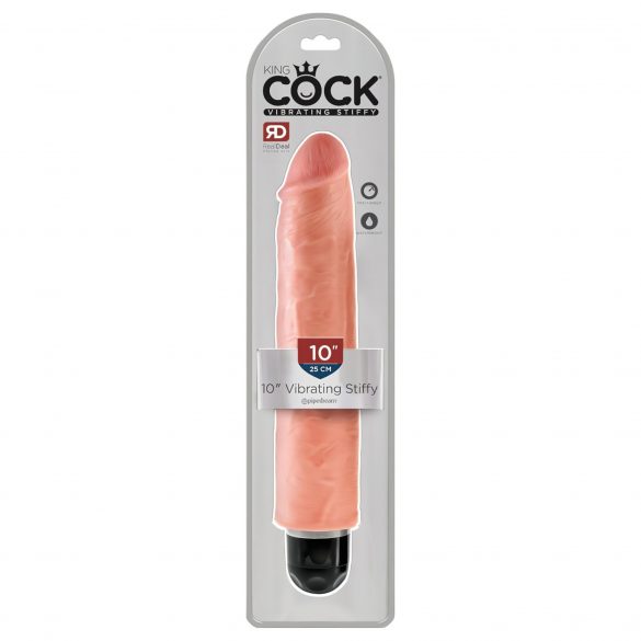 King Cock 10 Stiffy - waterdichte, realistische vibrator (25 cm) - huidkleurig