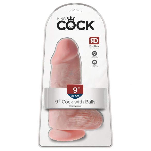 King Cock 9 Chubby - zuignap met testikels dildo (23cm) - huidskleurig