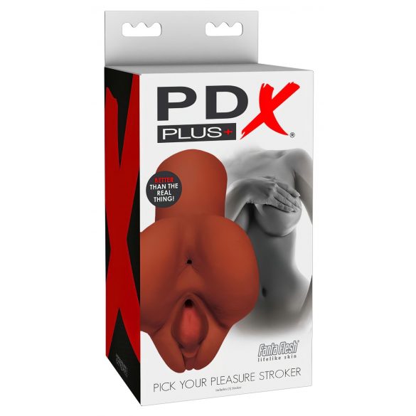 PDX Kies Je Plezier Stroker - 2in1 realistische masturbator (bruin)