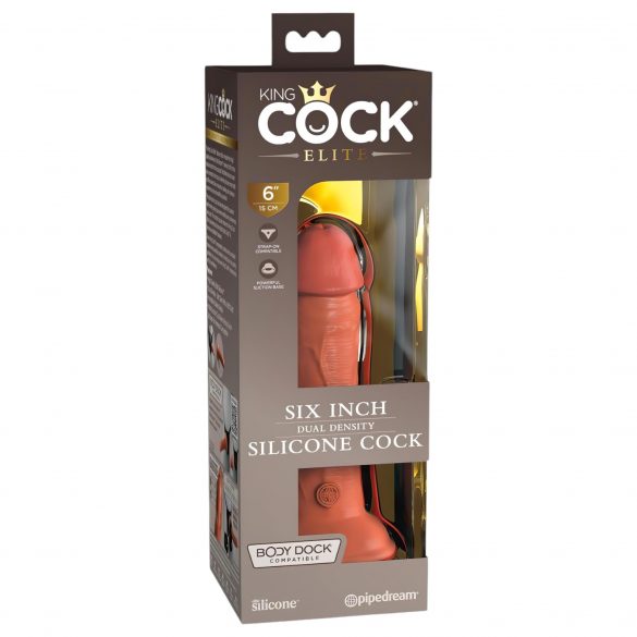 King Cock Elite 6 - zuignap, realistische dildo (15cm) - donker