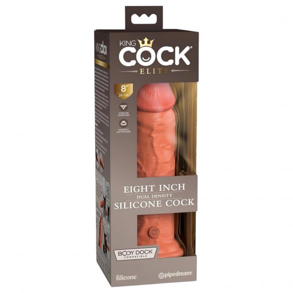 King Cock Elite 8 - zuignap dildo (20 cm) - donker naturel