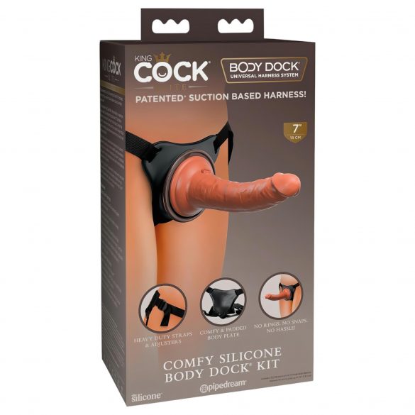 King Cock Elite Comfy - Strap-on dildó met harnas (donker)