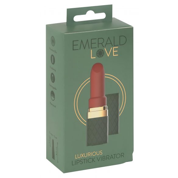 Emerald Love - oplaadbare, waterdichte lipstick vibrator (groen-bordeaux)