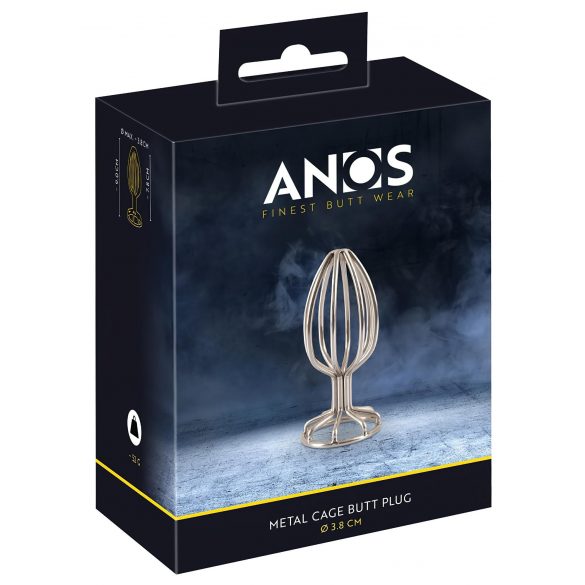 ANOS Metaal (3,8 cm) - anaal dildo met metalen kooi (zilver)