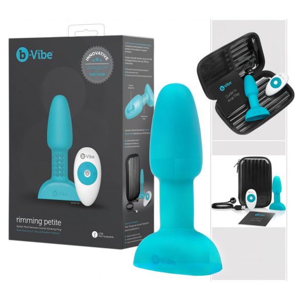 b-Vibe Rimming - roterende kralen anaal vibrator (turkoois)