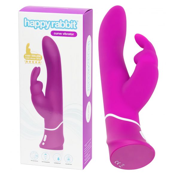 Happyrabbit Curve - waterdichte, oplaadbare vibrator met clitorisstimulator (paars)