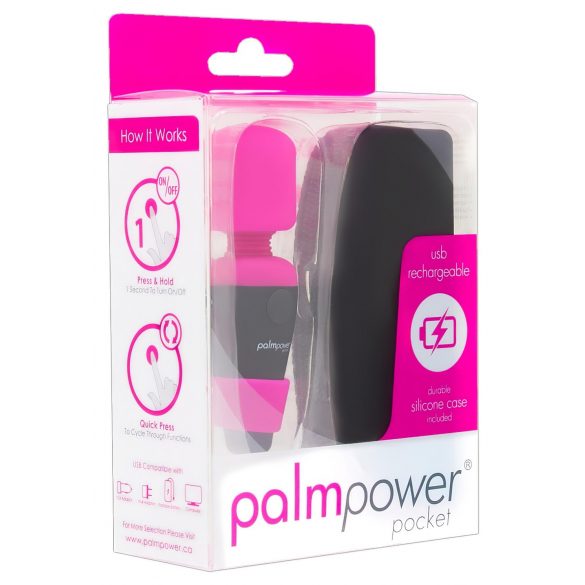 PalmPower Pocket Wand - mini massager vibrator (roze-zwart)