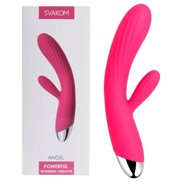 Svakom Angel - waterdichte verwarmde vibrator met clitorisstimulator (rood)