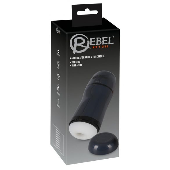 Rebel - 2-in-1 zuigende, vibrerende masturbator (zwart)