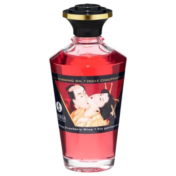 Shunga - verwarmende massageolie - Champagne-aardbei (100ml)