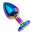 Sunfo - metalen anale dildo met steen (regenboog-wit)