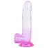 Sunfo - zuignap, realistische dildo met ballen - 22cm (transparant-paars)