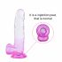 Sunfo - zuignap, realistische dildo met ballen - 22cm (transparant-paars)