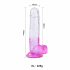 Sunfo - zuignap, realistische dildo met ballen - 22cm (transparant-paars)