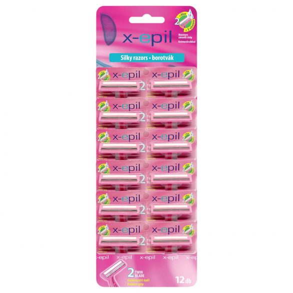 X-Epil Silky - 2-mes scheermes met rubberen handvat (12stuks)