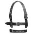 ZADO - leren hoofdmasker met bit en leash (zwart)