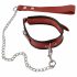 ZADO - leren halsband met riem (rood)