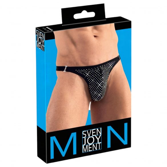 Svenjoyment - mannen string met strass (zwart)