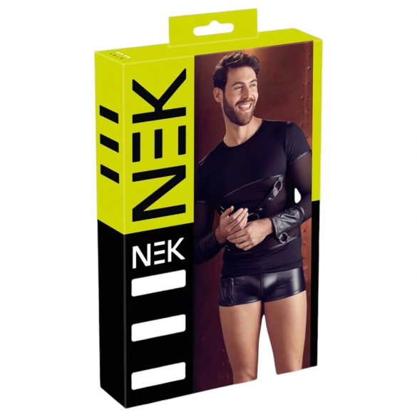 NEK - Kruisband lange mouw heren top (zwart) - XL