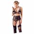 Cottelli Plus Size - Kant lingerie set (zwart) - XXXL